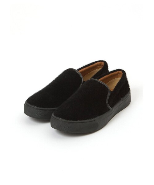 E hyphen world gallery（イーハイフンワールドギャラリー）の「・イミテーションハラコスリッポン（スニーカー・レディース・アイボリー/グレー/ブラック/レオパード・S/M/L）」の2枚目の写真