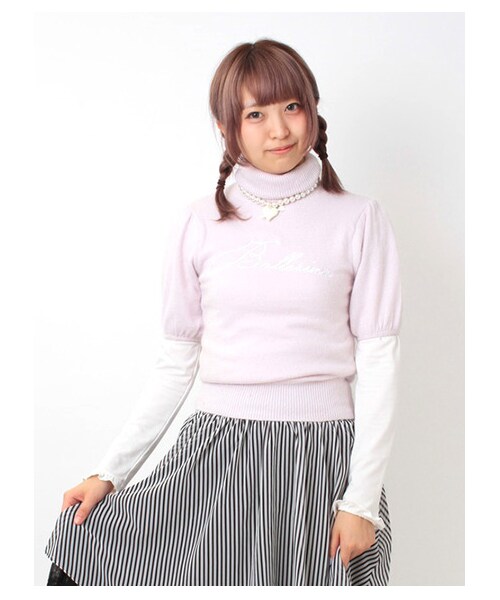 E hyphen world gallery Bon Bon（イーハイフンワールドギャラリーボンボン）の「Ballerina Puff Knit（ニット・セーター・レディース・オフホワイト/ライトピンク/サックスブルー/ラベンダー・F）」の3枚目の写真
