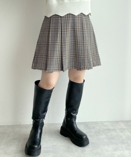 w closet(ダブルクローゼット)の「★先行予約★【セットアップ対応】プリーツミニスカート【9月上旬入荷】(スカート・レディース・ベージュ/ブラック/グレンブラウン・FREE)」の3枚目の写真