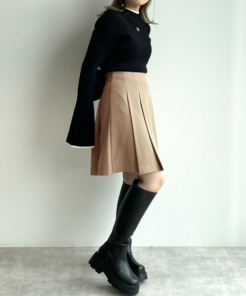 w closet(ダブルクローゼット)の「★先行予約★【セットアップ対応】プリーツミニスカート【9月上旬入荷】(スカート・レディース・ベージュ/ブラック/グレンブラウン・FREE)」の10枚目の写真