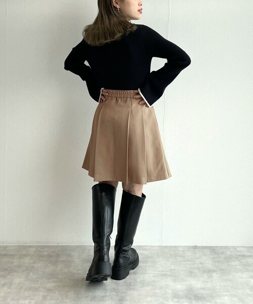 w closet(ダブルクローゼット)の「★先行予約★【セットアップ対応】プリーツミニスカート【9月上旬入荷】(スカート・レディース・ベージュ/ブラック/グレンブラウン・FREE)」の14枚目の写真