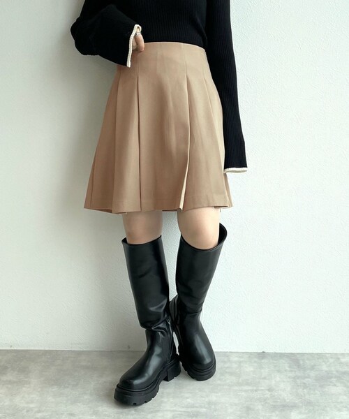 w closet(ダブルクローゼット)の「★先行予約★【セットアップ対応】プリーツミニスカート【9月上旬入荷】(スカート・レディース・ベージュ/ブラック/グレンブラウン・FREE)」の11枚目の写真