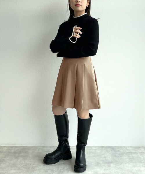 w closet(ダブルクローゼット)の「★先行予約★【セットアップ対応】プリーツミニスカート【9月上旬入荷】(スカート・レディース・ベージュ/ブラック/グレンブラウン・FREE)」の15枚目の写真