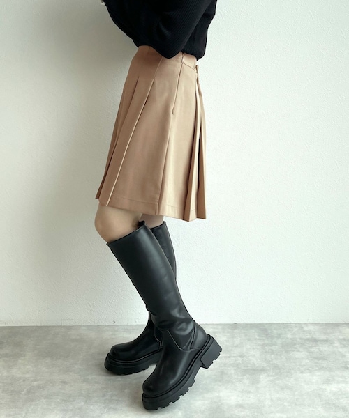 w closet(ダブルクローゼット)の「★先行予約★【セットアップ対応】プリーツミニスカート【9月上旬入荷】(スカート・レディース・ベージュ/ブラック/グレンブラウン・FREE)」の8枚目の写真