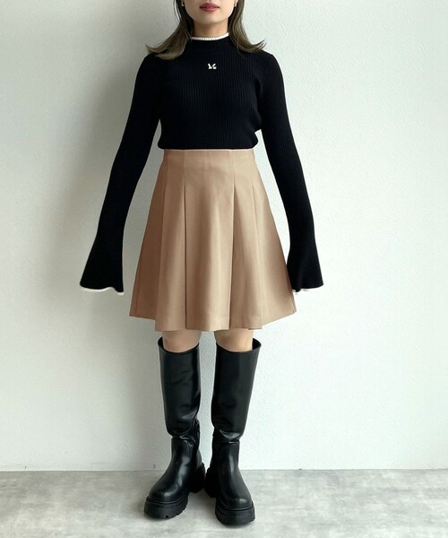 w closet(ダブルクローゼット)の「★先行予約★【セットアップ対応】プリーツミニスカート【9月上旬入荷】(スカート・レディース・ベージュ/ブラック/グレンブラウン・FREE)」の7枚目の写真