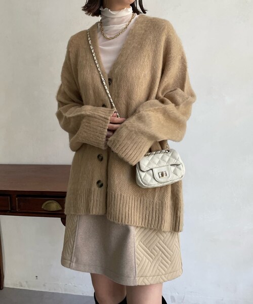 DouDou(ドゥドゥ)の「【WEB限定】シャギーニットカーディガン(カーディガン/ボレロ・レディース・オフホワイト/ベージュ/グリーン・F)」の1枚目の写真