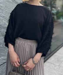 Chez toi | 袖ジャガード切替ブラウス(シャツ/ブラウス)