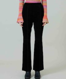 Velour Knit Flared Trousers