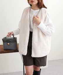 natural couture（ナチュラルクチュール）の「WEB限定/2022AWアイテム/ベストにもなるエコファーコート（ブルゾン・レディース）」