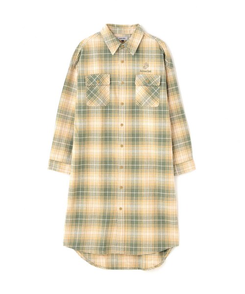 AVIREX（アヴィレックス）の「CHECK SHIRT ONEPIECE USMC/ チェックシャツワンピースUSMC（トップス・ベージュ/ネイビー/オレンジ・F）」の4枚目の写真