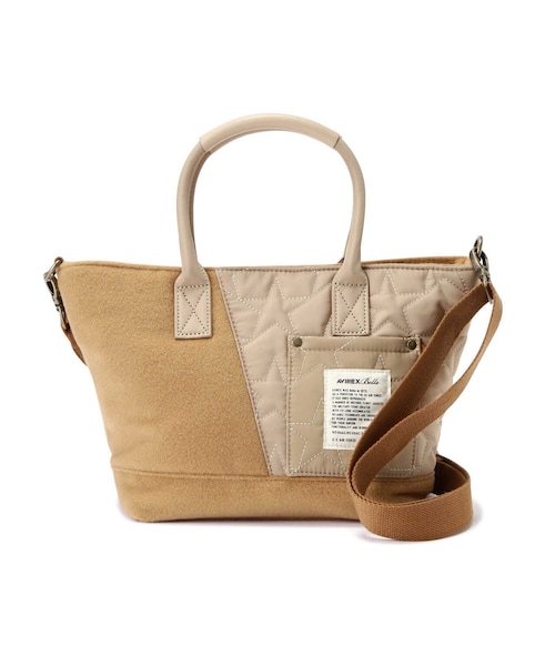 AVIREX（アヴィレックス）の「≪直営店限定≫QUILTING WOOL MINI TOTE BAG/ キルティングウールミニトートバッグ（バッグ・ブラック/ベージュ/レンガ・F）」の3枚目の写真