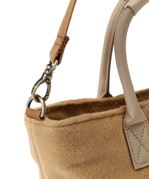 AVIREX（アヴィレックス）の「≪直営店限定≫QUILTING WOOL MINI TOTE BAG/ キルティングウールミニトートバッグ（バッグ・ブラック/ベージュ/レンガ・F）」の8枚目の写真