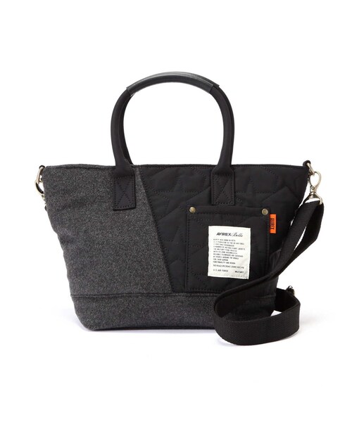 AVIREX（アヴィレックス）の「≪直営店限定≫QUILTING WOOL MINI TOTE BAG/ キルティングウールミニトートバッグ（バッグ・ブラック/ベージュ/レンガ・F）」の2枚目の写真