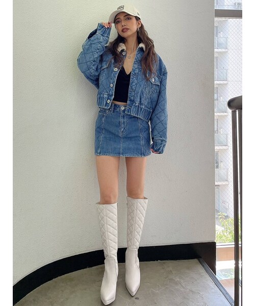 GYDA（ジェイダ）の「【セットアップ着用可】ボアCOLLAR QUILTINGショートGジャン（ブルゾン・アイスブルー/インディゴ・F）」の11枚目の写真