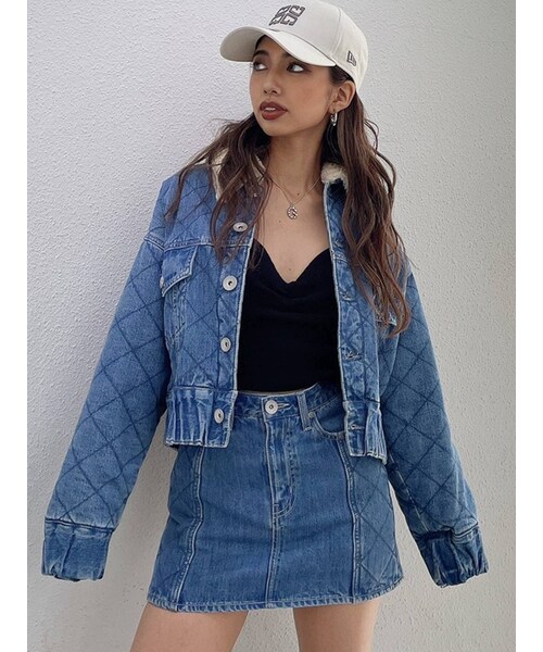 GYDA（ジェイダ）の「【セットアップ着用可】ボアCOLLAR QUILTINGショートGジャン（ブルゾン・アイスブルー/インディゴ・F）」の9枚目の写真