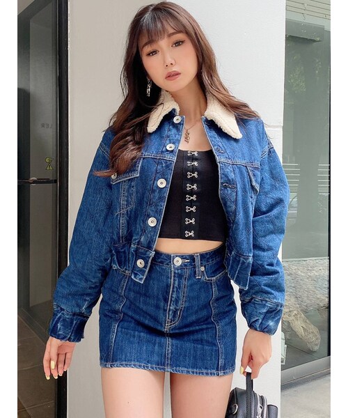 GYDA（ジェイダ）の「【セットアップ着用可】ボアCOLLAR QUILTINGショートGジャン（ブルゾン・アイスブルー/インディゴ・F）」の4枚目の写真