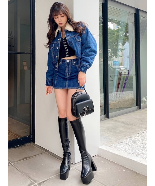 GYDA（ジェイダ）の「【セットアップ着用可】ボアCOLLAR QUILTINGショートGジャン（ブルゾン・アイスブルー/インディゴ・F）」の6枚目の写真