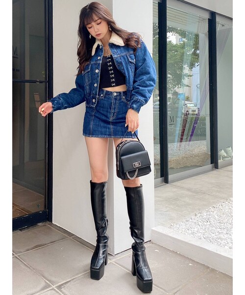 GYDA（ジェイダ）の「【セットアップ着用可】ボアCOLLAR QUILTINGショートGジャン（ブルゾン・アイスブルー/インディゴ・F）」の5枚目の写真