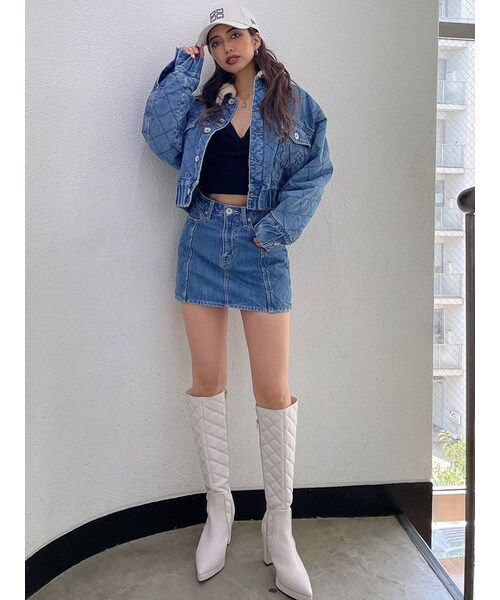 GYDA（ジェイダ）の「【セットアップ着用可】ボアCOLLAR QUILTINGショートGジャン（ブルゾン・アイスブルー/インディゴ・F）」の13枚目の写真