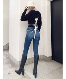 GYDA（ジェイダ）の「H/WインナーRIPPED スキニーデニムパンツ