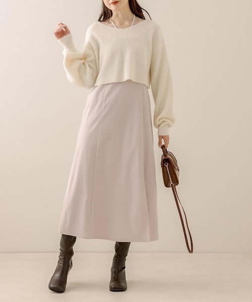 OLIVE des OLIVE（オリーブデオリーブ）の「ニット×キャミソールワンピセット（ワンピース/ドレス・レディース・オフホワイト/ブラウン/ブラック・FREE）」の2枚目の写真