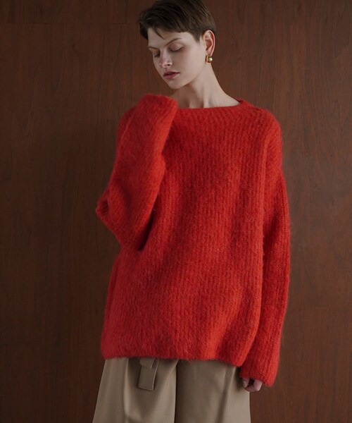 CLANE（クラネ）の「BOAT NECK MOHAIR OVER KNIT TOPS（ニット