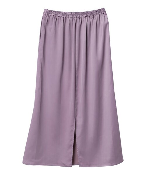 Green　Parks（グリーンパークス）の「サテンナロースカート（スカート・ブラック/グレーベージュ/パープル・F）」の7枚目の写真