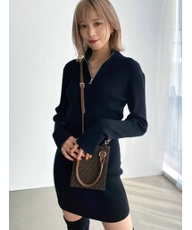 EMODA | ハーフジップニットワンピース(ワンピース)