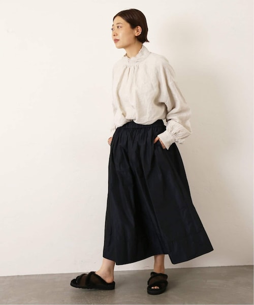 ラックス メモリータフタ ギャザースカート　カーキ ラックス メモリータフタ ギャザースカート カーキ ラックス