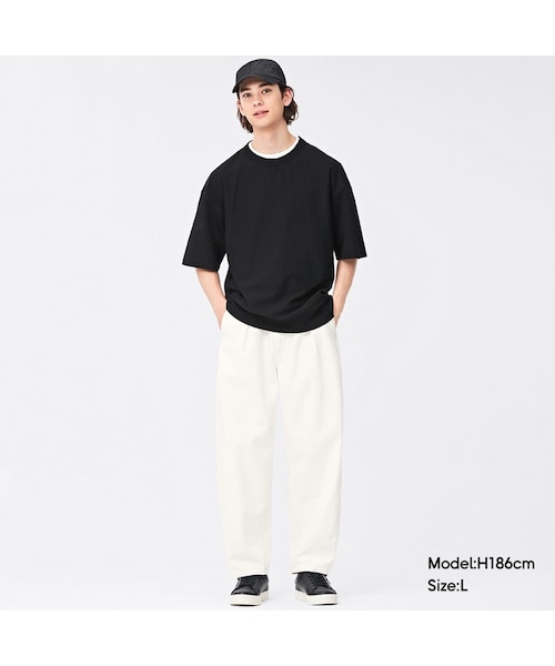 GU(ジーユー)の「デニムカーブタックパンツ(丈標準67.0~71.0cm)(ワイド・メンズ・GCL0101・GML002)」の1枚目の写真