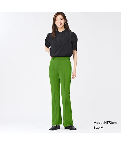 GU（ジーユー）の「カットソーカラーフレアスラックスA+EC(丈長め73.0  