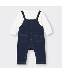 GU（ジーユー）の「BABY(NEWBORN)セパオール(長袖)(サロペット)+E（オールインワン・ロンパース）」
