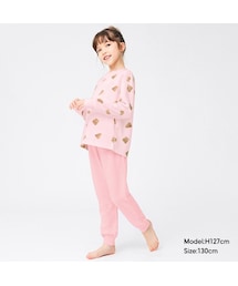 GU（ジーユー）の「GIRLSソフトスウェットラウンジセット(長袖&ロングパンツ)プードルB（ラウンジウェア・キッズ）」