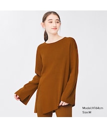 GU（ジーユー）の「サイドスリットニットチュニック(長袖)RS+E（長袖）」