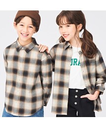 KIDS(男女兼用)フランネルチェックシャツ(長袖)+E