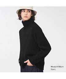 ヤク ウール　ローゲージタートルネック MUJI Labo〕婦人 ヤク混タートルネックセーター（ニット