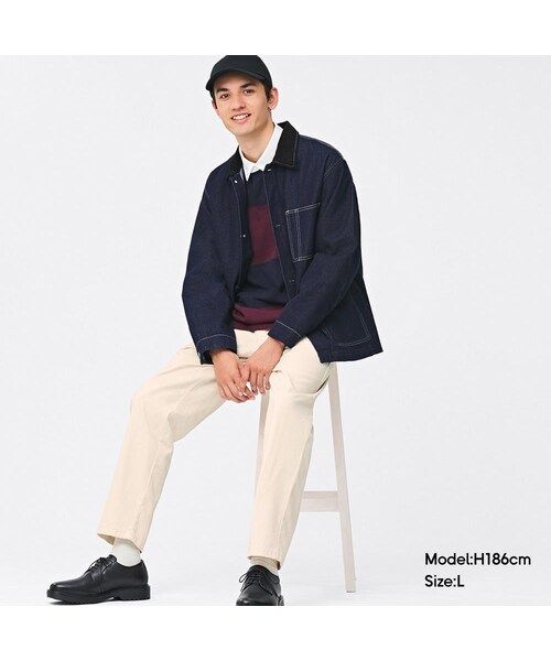 GU(ジーユー)の「デニムシェフパンツ+EC(丈長め76.0cm)(ワイド・メンズ・GCL6969・GML003)」の1枚目の写真