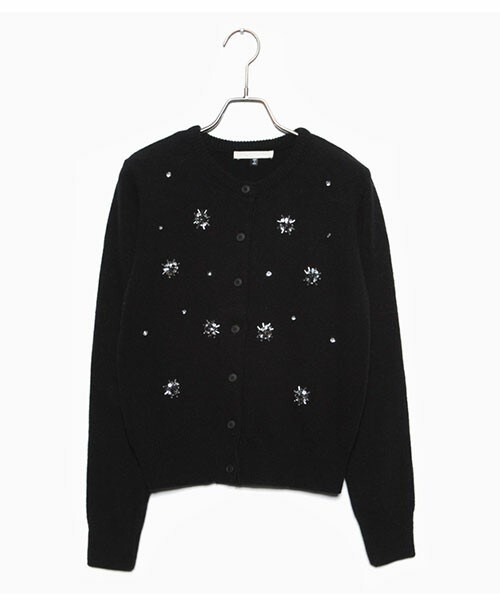 DHOLIC（ディーホリック）の「ビジューウールミックスカーディガン（カーディガン/ボレロ・レディース・グレー/ブラック/アイボリー・one）」の3枚目の写真