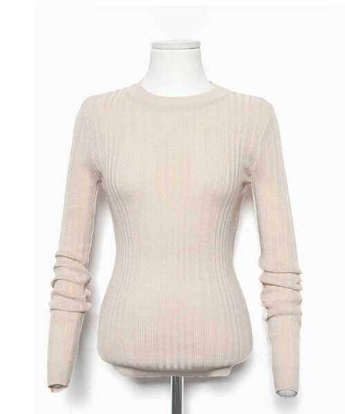 DHOLIC（ディーホリック）の「クルーネックスリムリブニットＴシャツ（Tシャツ/カットソー・レディース・グレー/アイボリー/ベージュ/レッド/ブラウン/ワイン/ネイビー/アクアグリーン/ブラックグレー/ブラック・one）」の6枚目の写真