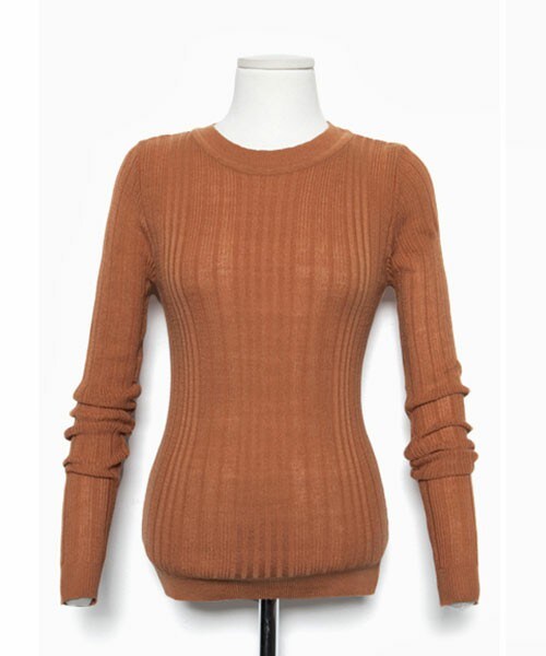 DHOLIC（ディーホリック）の「クルーネックスリムリブニットＴシャツ（Tシャツ/カットソー・レディース・グレー/アイボリー/ベージュ/レッド/ブラウン/ワイン/ネイビー/アクアグリーン/ブラックグレー/ブラック・one）」の5枚目の写真