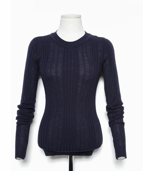 DHOLIC（ディーホリック）の「クルーネックスリムリブニットＴシャツ（Tシャツ/カットソー・レディース・グレー/アイボリー/ベージュ/レッド/ブラウン/ワイン/ネイビー/アクアグリーン/ブラックグレー/ブラック・one）」の8枚目の写真