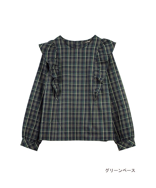 w closet(ダブルクローゼット)の「チェック柄フリル付き切替プルオーバー(トップス・レディース・レッドベース/グリーンベース/マスタードベース・FREE)」の3枚目の写真