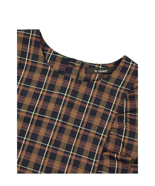 w closet(ダブルクローゼット)の「チェック柄フリル付き切替プルオーバー(トップス・レディース・レッドベース/グリーンベース/マスタードベース・FREE)」の7枚目の写真
