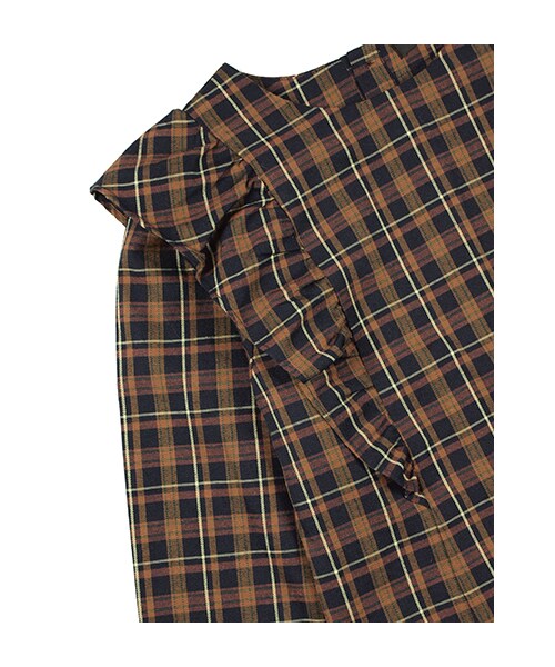 w closet(ダブルクローゼット)の「チェック柄フリル付き切替プルオーバー(トップス・レディース・レッドベース/グリーンベース/マスタードベース・FREE)」の8枚目の写真