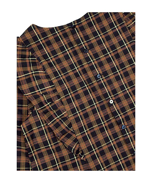 w closet(ダブルクローゼット)の「チェック柄フリル付き切替プルオーバー(トップス・レディース・レッドベース/グリーンベース/マスタードベース・FREE)」の9枚目の写真