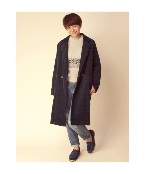 w closet（ダブルクローゼット）の「6Wコーデュロイテーラードコート（トップス・レディース・サンドベージュ/ライトサックス/ネイビー・FREE）」の12枚目の写真