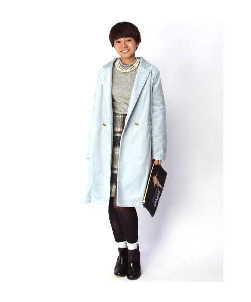 w closet（ダブルクローゼット）の「6Wコーデュロイテーラードコート（トップス・レディース・サンドベージュ/ライトサックス/ネイビー・FREE）」の14枚目の写真