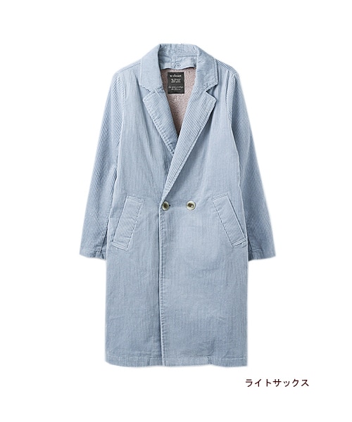 w closet（ダブルクローゼット）の「6Wコーデュロイテーラードコート（トップス・レディース・サンドベージュ/ライトサックス/ネイビー・FREE）」の3枚目の写真
