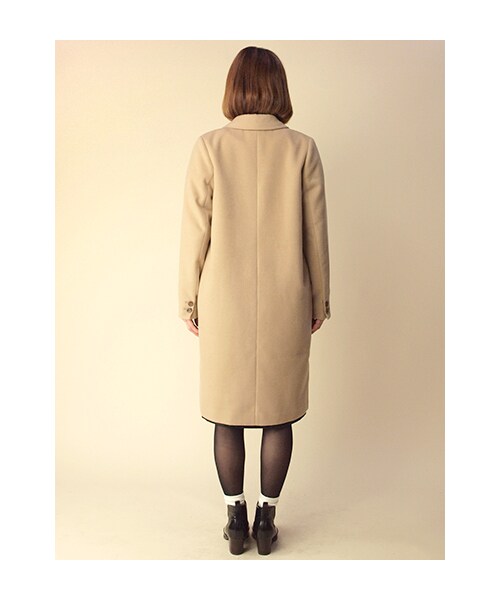 w closet（ダブルクローゼット）の「フェイクウールシングル ロングチェスターコート（トップス・レディース・スモークサックス/ベージュ/ネイビー/ブラック・FREE）」の7枚目の写真