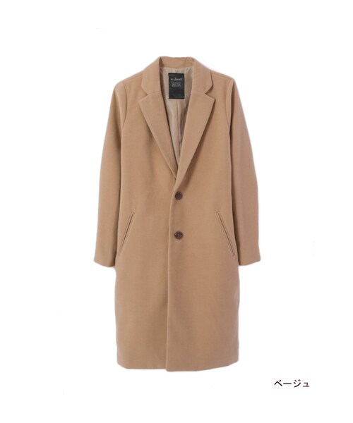 w closet（ダブルクローゼット）の「フェイクウールシングル ロングチェスターコート（トップス・レディース・スモークサックス/ベージュ/ネイビー/ブラック・FREE）」の3枚目の写真